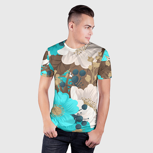 Мужская спорт-футболка Красивые цвеТы / 3D-принт – фото 3