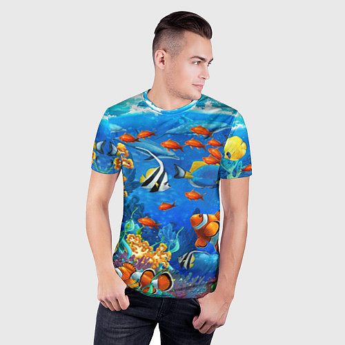 Мужская спорт-футболка Коралловые рыбки / 3D-принт – фото 3