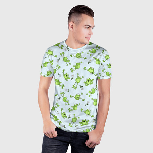 Мужская спорт-футболка Веселые лягушки / 3D-принт – фото 3