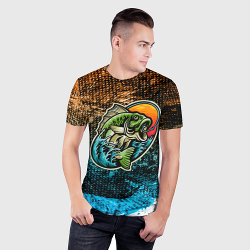 Мужская спорт-футболка Рыба на крючке / 3D-принт – фото 3