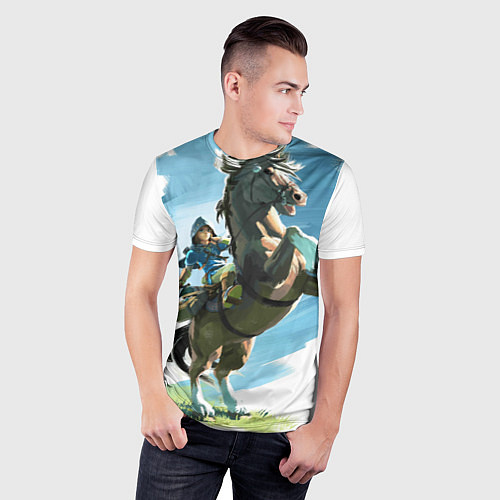 Мужская спорт-футболка Линк на коне / 3D-принт – фото 3