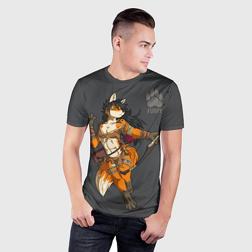 Мужская спорт-футболка Furry fox / 3D-принт – фото 3