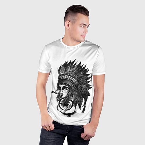 Мужская спорт-футболка Вождь индейцев / 3D-принт – фото 3