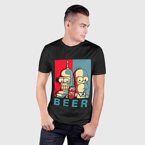 Мужская спорт-футболка Гомер х Бендер / 3D-принт – фото 3