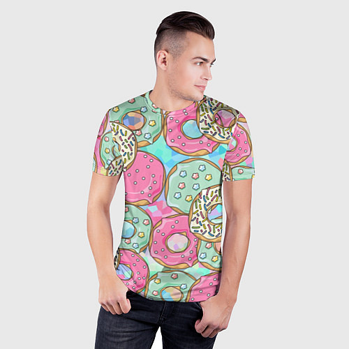 Мужская спорт-футболка РазНоцветные Пончики / 3D-принт – фото 3
