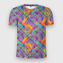 Футболка спортивная мужская Тропические цветы и узоры, цвет: 3D-принт