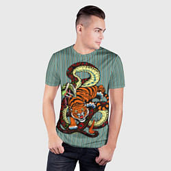 Футболка спортивная мужская Тигры Змея Полосы, цвет: 3D-принт — фото 2