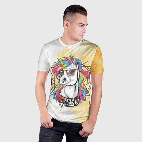 Мужская спорт-футболка Hipster unicorn / 3D-принт – фото 3