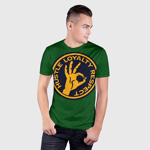 Мужская спорт-футболка Hustle Loyalty respect / 3D-принт – фото 3