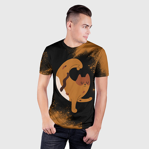 Мужская спорт-футболка Кошачья Йога - Взрыв / 3D-принт – фото 3
