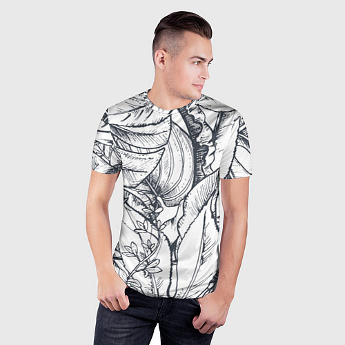 Мужская спорт-футболка Тропические листья / 3D-принт – фото 3