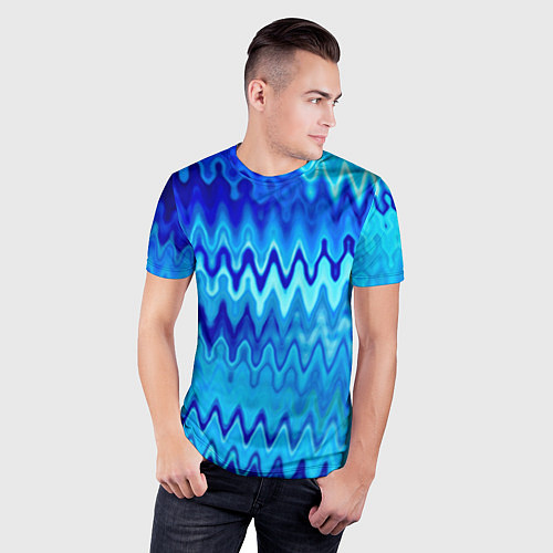 Мужская спорт-футболка Синий-голубой абстрактный узор / 3D-принт – фото 3