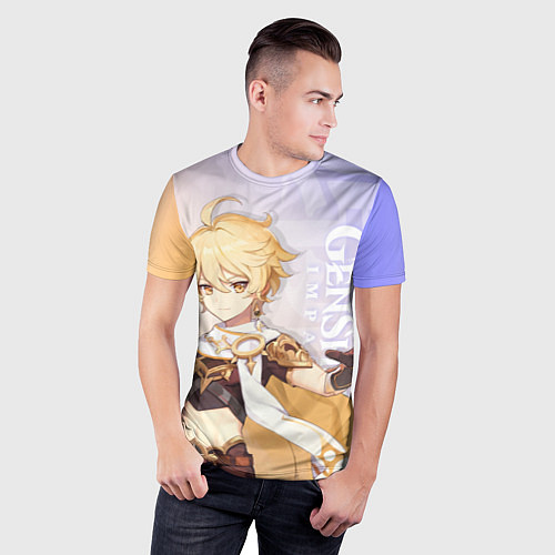 Мужская спорт-футболка Genshin Impact, Путешественник / 3D-принт – фото 3