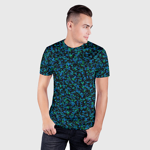Мужская спорт-футболка Абстрактный зелено-синий узор / 3D-принт – фото 3