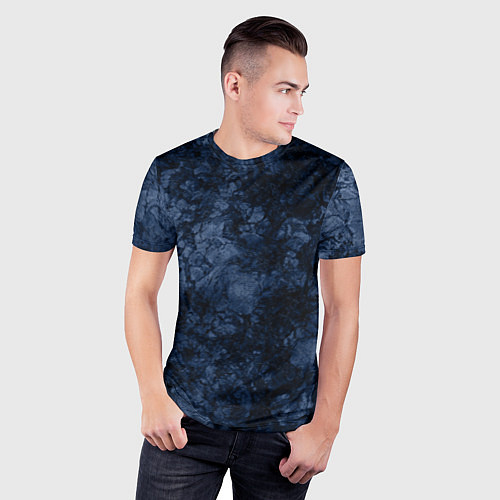Мужская спорт-футболка Темно-синяя текстура камня / 3D-принт – фото 3