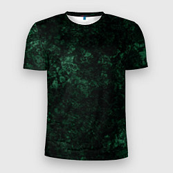 Футболка спортивная мужская Темно-зеленый мраморный узор, цвет: 3D-принт