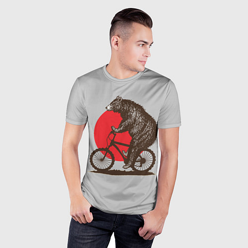 Мужская спорт-футболка Медведь на велосиеде / 3D-принт – фото 3