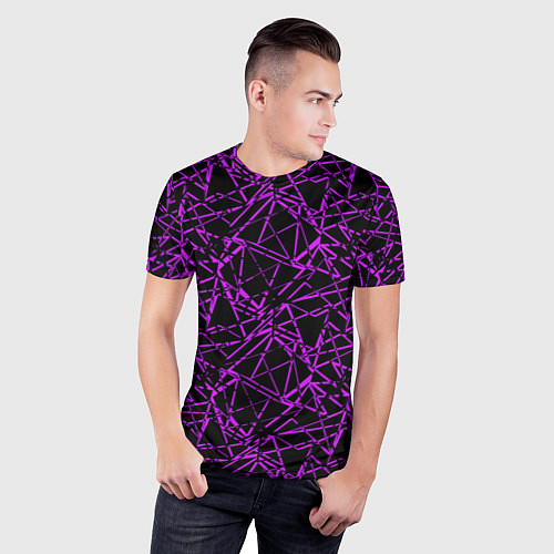 Мужская спорт-футболка Фиолетово-черный абстрактный узор / 3D-принт – фото 3