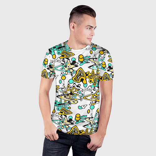 Мужская спорт-футболка Абстрактный современный узор в стиле граффити / 3D-принт – фото 3