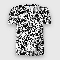 Мужская спорт-футболка Graffiti white on black