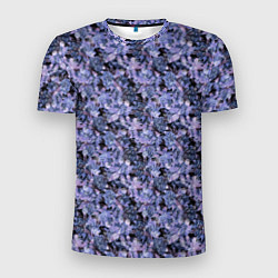 Мужская спорт-футболка Сине-фиолетовый цветочный узор