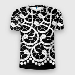 Футболка спортивная мужская Черно-белое кружево, цвет: 3D-принт