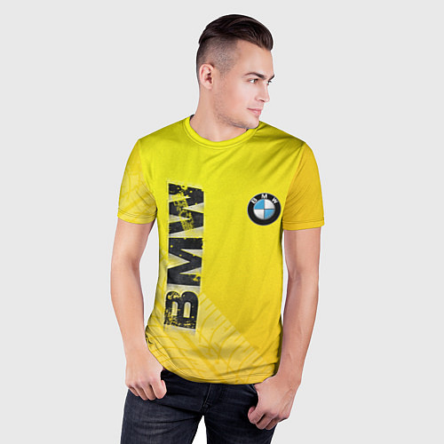 Мужская спорт-футболка BMW СЛЕДЫ ШИН БМВ / 3D-принт – фото 3