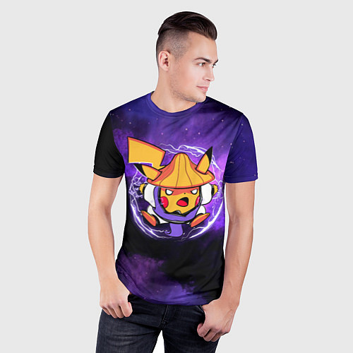 Мужская спорт-футболка Пикачу прыжок в молниях / 3D-принт – фото 3
