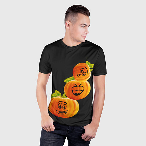 Мужская спорт-футболка Хэллоуин смешные тыквы / 3D-принт – фото 3