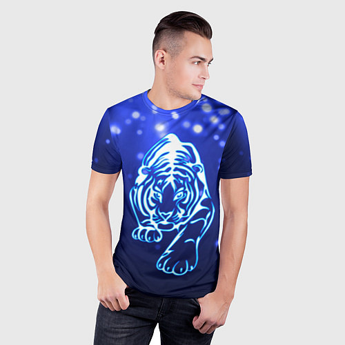 Мужская спорт-футболка Неоновый тигр / 3D-принт – фото 3