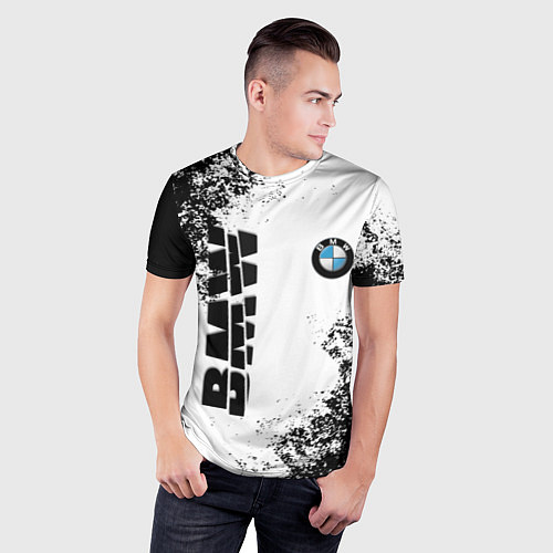 Мужская спорт-футболка BMW БМВ РАЗРЕЗАННОЕ ЛОГО / 3D-принт – фото 3