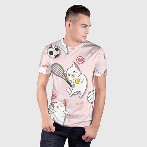 Мужская спорт-футболка Спортивные котики Мяу спорт Z / 3D-принт – фото 3