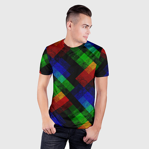 Мужская спорт-футболка Разноцветный мраморный узор / 3D-принт – фото 3