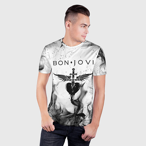 Мужская спорт-футболка BON JOVI HEART СЕРДЦЕ / 3D-принт – фото 3