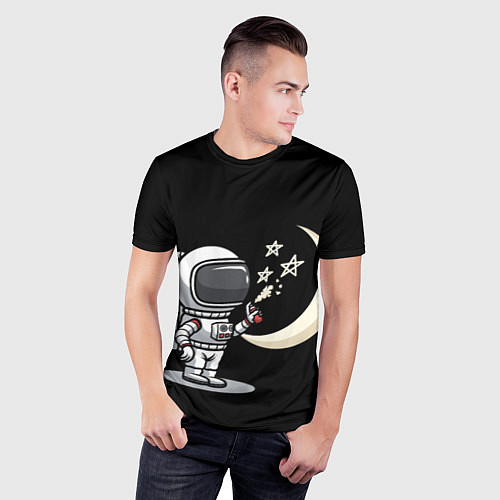 Мужская спорт-футболка Космонавт рисует звезды / 3D-принт – фото 3