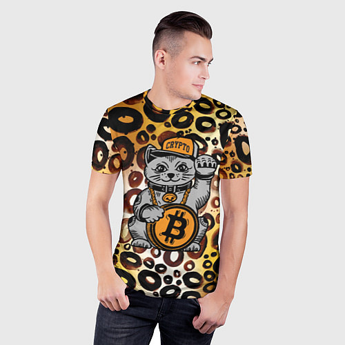 Мужская спорт-футболка BitCoin кот / 3D-принт – фото 3