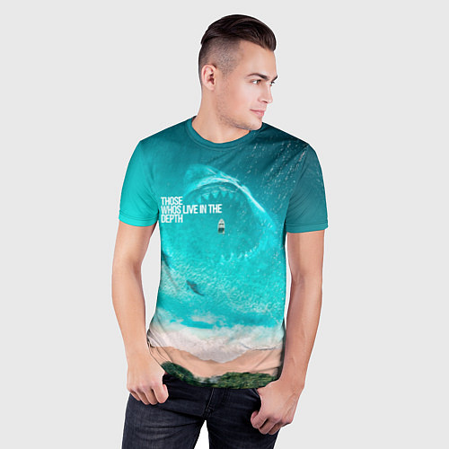 Мужская спорт-футболка Shark in sea / 3D-принт – фото 3