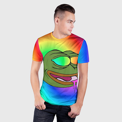 Мужская спорт-футболка Pepe rainbow / 3D-принт – фото 3