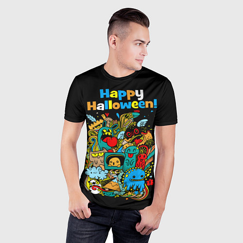 Мужская спорт-футболка Монстры празднуют Хеллоуин / 3D-принт – фото 3