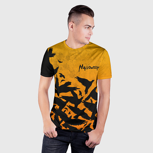 Мужская спорт-футболка ВОРОНЫ ХЕЛЛОУИН CROWS HALLOWEEN / 3D-принт – фото 3