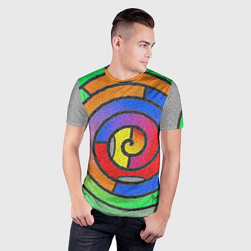 Мужская спорт-футболка Маечная спираль мозаика / 3D-принт – фото 3