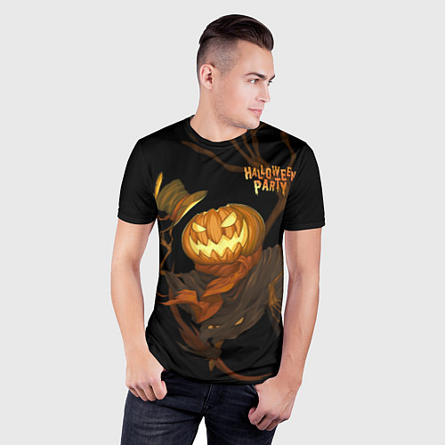 Мужская спорт-футболка Приветливая тыква на Хэллоуин / 3D-принт – фото 3
