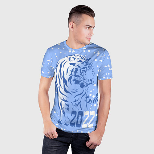 Мужская спорт-футболка Голубой водяной тигр / 3D-принт – фото 3