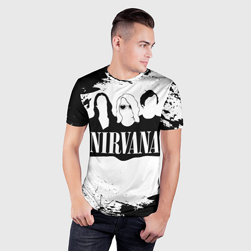 Мужская спорт-футболка Нирвана Рок Группа Гранж ЧБ Nirvana / 3D-принт – фото 3