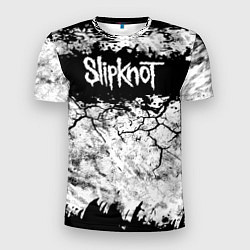 Мужская спорт-футболка Надпись Слипкнот Рок Группа ЧБ Slipknot