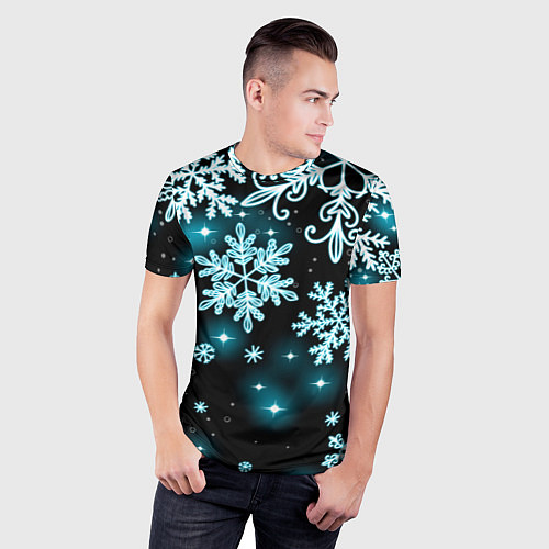 Мужская спорт-футболка Космические снежинки / 3D-принт – фото 3