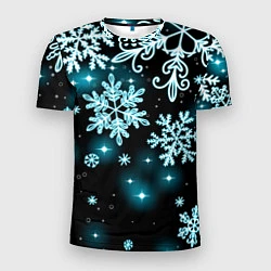 Мужская спорт-футболка Космические снежинки