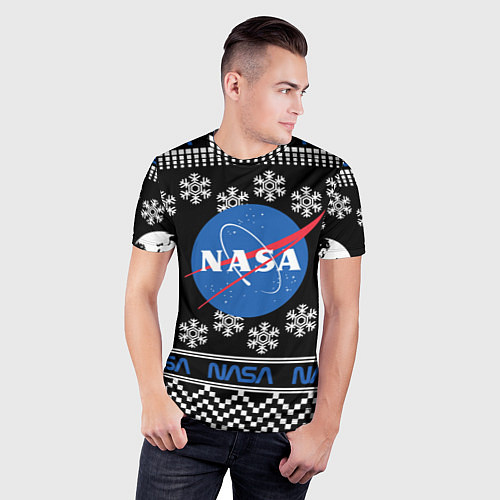 Мужская спорт-футболка НАСА НОВЫЙ ГОД / 3D-принт – фото 3