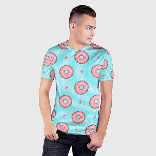 Мужская спорт-футболка Розовые пончики / 3D-принт – фото 3