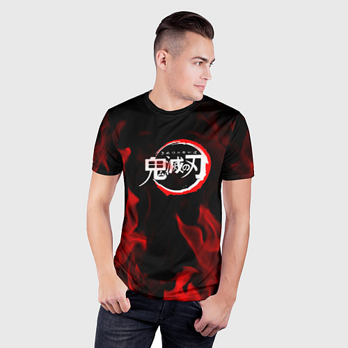 Мужская спорт-футболка Клинок рассекающий демонов пламя / 3D-принт – фото 3